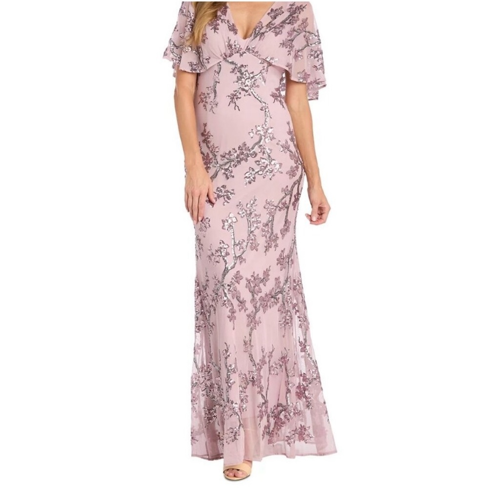 R&M Richards Mauve Floral Maxi Dress - Picture 4 of 5